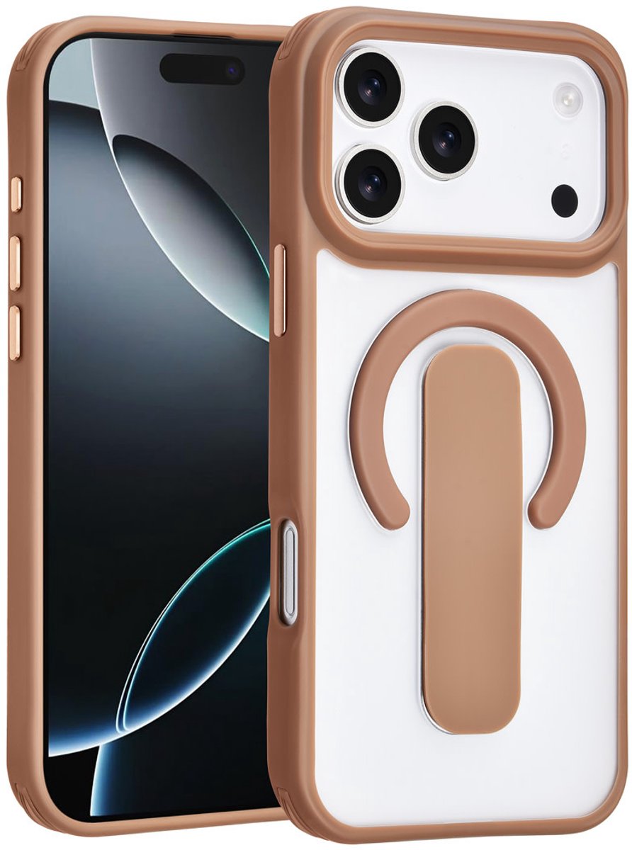 TUNIQ Anti-shock Back cover voor iPhone 17 Pro Max - Ingebouwde Ring Stand - Goud
