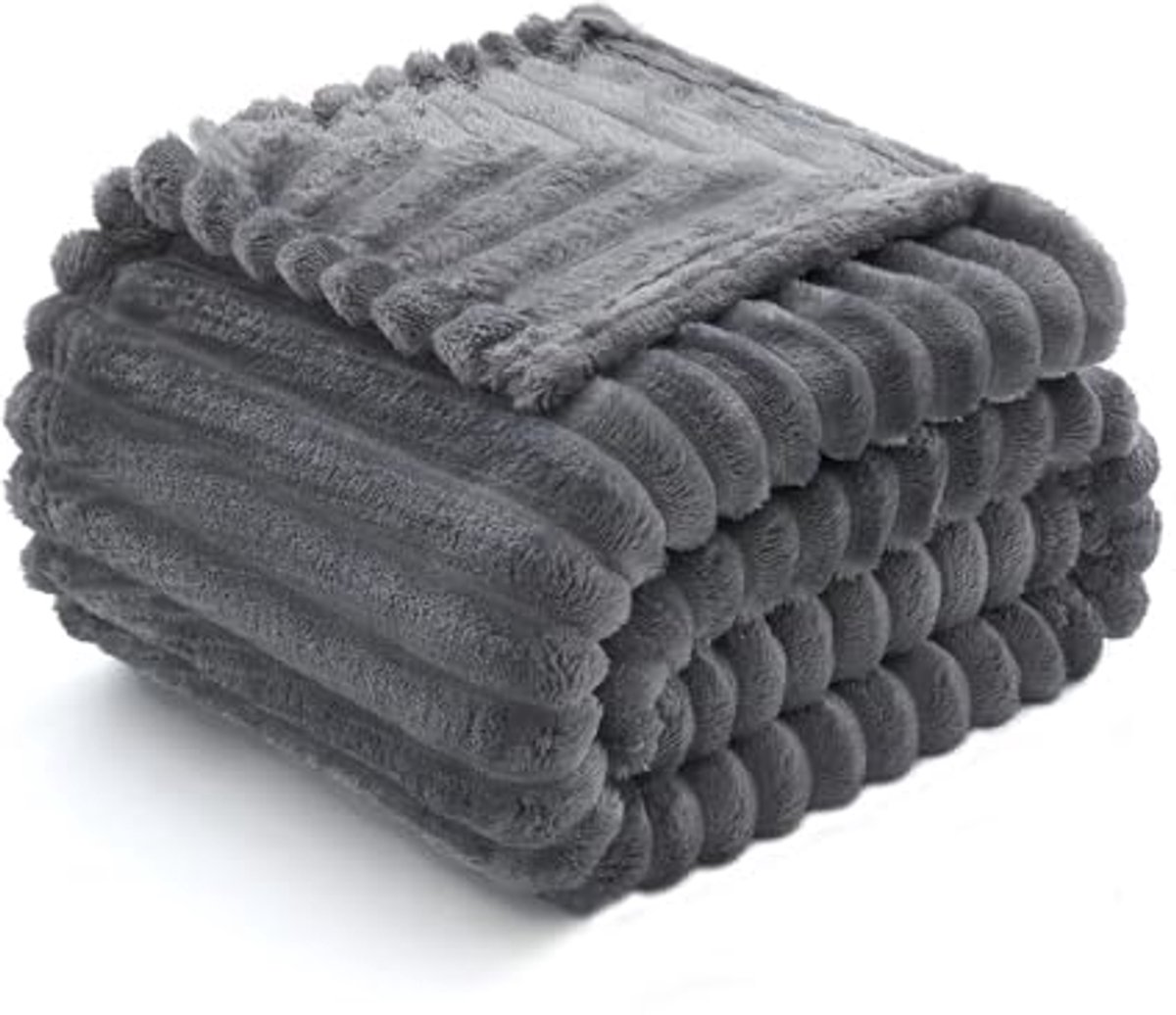 Fleece Deken 150 x 200 cm - Zacht en Warm voor Bank en Bed - Donkergrijs