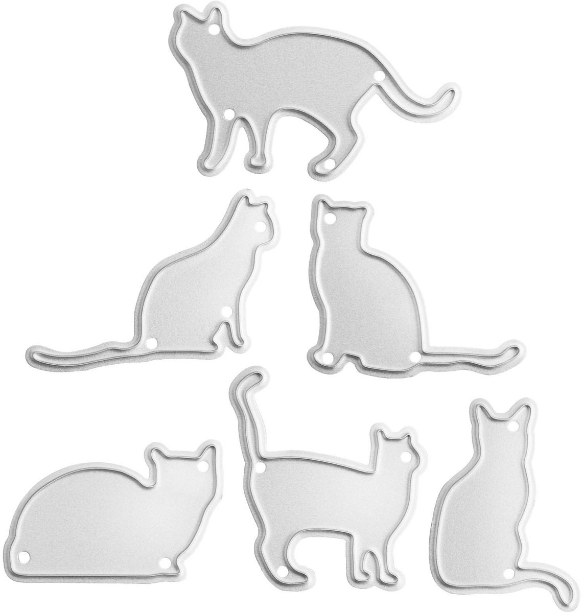 Katten Snijdie 6 STKS - Metaal Snijden voor DIY Scrapbooking - 2,5x4cm