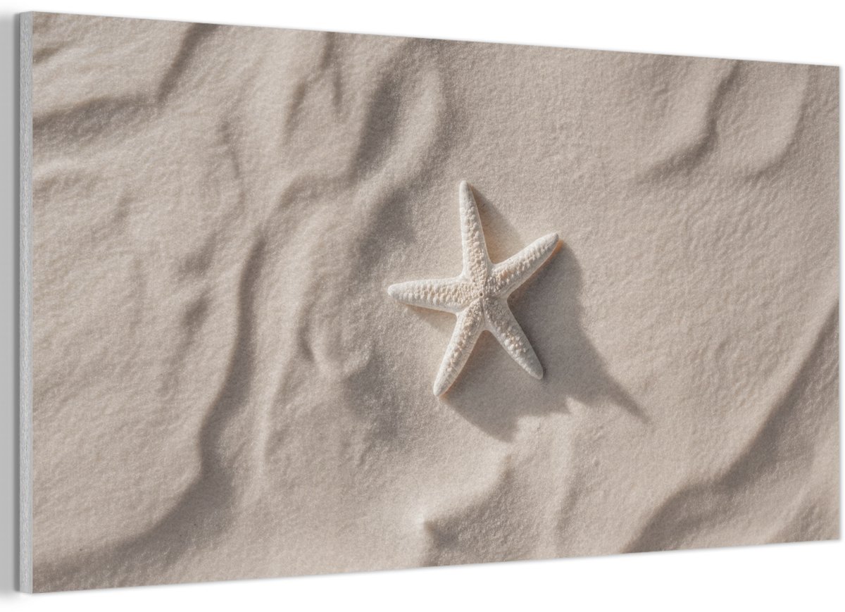 Akoestisch wandpaneel 80x40 cm - Vilt schilderij Strand - Zeester - Zand - Beige - Akoestische panelen - Geluidsdempende wanddecoratie - Geluidsisolatie woonkamer - Muurdecoratie geluidspanelen