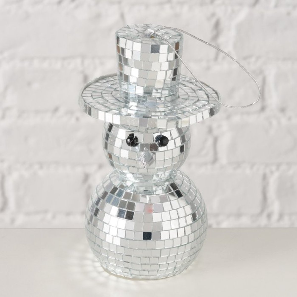 Boltze - Hanger - Kersthanger - Sneeuwpop - Disco - Spiegel - 14x8cm