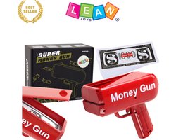 CashBlaster Rode Money Gun – Elektronische Geldschieter met Schietmechanisme voor Speelgeld & Biljetten – Uniek Rood Gadget voor Feest, Verjaardag & Evenementen – Batterij Aangedreven Speelgoedpistool CE Gecertificeerd vanaf 3 Jaar – Met Ebook