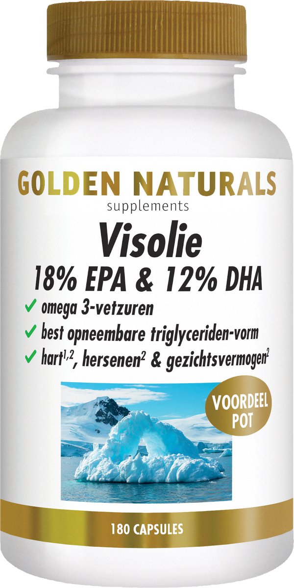 Bol.com Golden Naturals Visolie 18% EPA & 12% DHA (180 softgel capsules) aanbieding