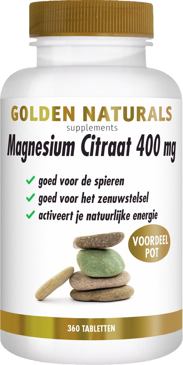 Golden Naturals Magnesium Citraat 400mg (360 veganistische tabletten)