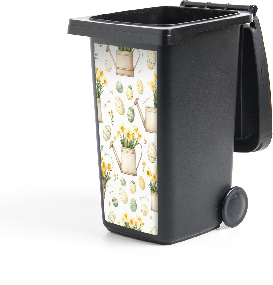 Container sticker Gieter - Bloemen - Eieren - 44x98 cm - Kliko sticker - Pasen - Paasdecor