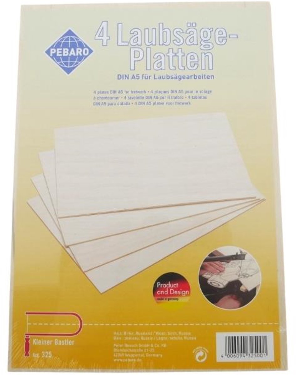 Pebaro Pebaro Houten Figuurzaag Plaat Berken A5 4 stuks