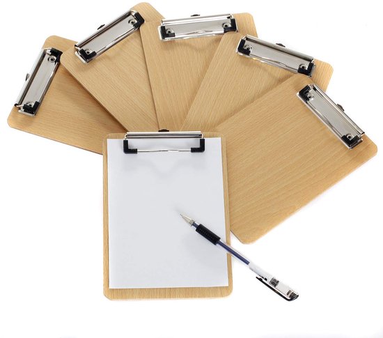 Pack De 4 Presse-Papiers A6 - Porte-Blocs Plastique Couleurs Avec Clip Métal Et Anneau, Idéal Bureau, Cuisine Et Atelier 15x10cm