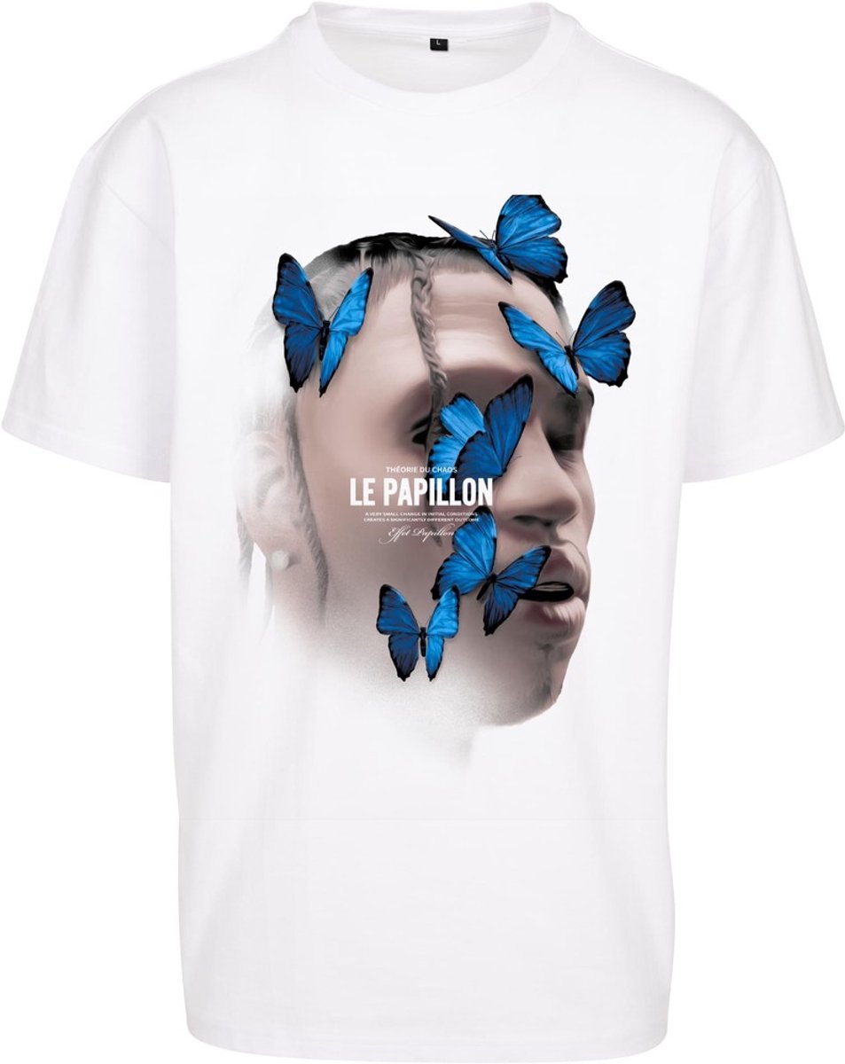 Mister Tee Le Papillon Oversize Heren T-shirt XXL Wit
