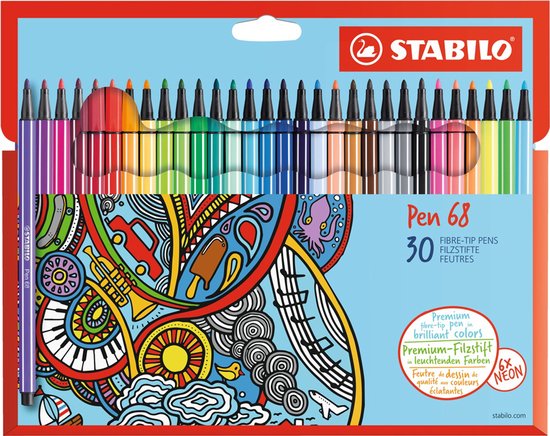 STABILO Pen 68 Stylos feutre - Boîte 10 pcs