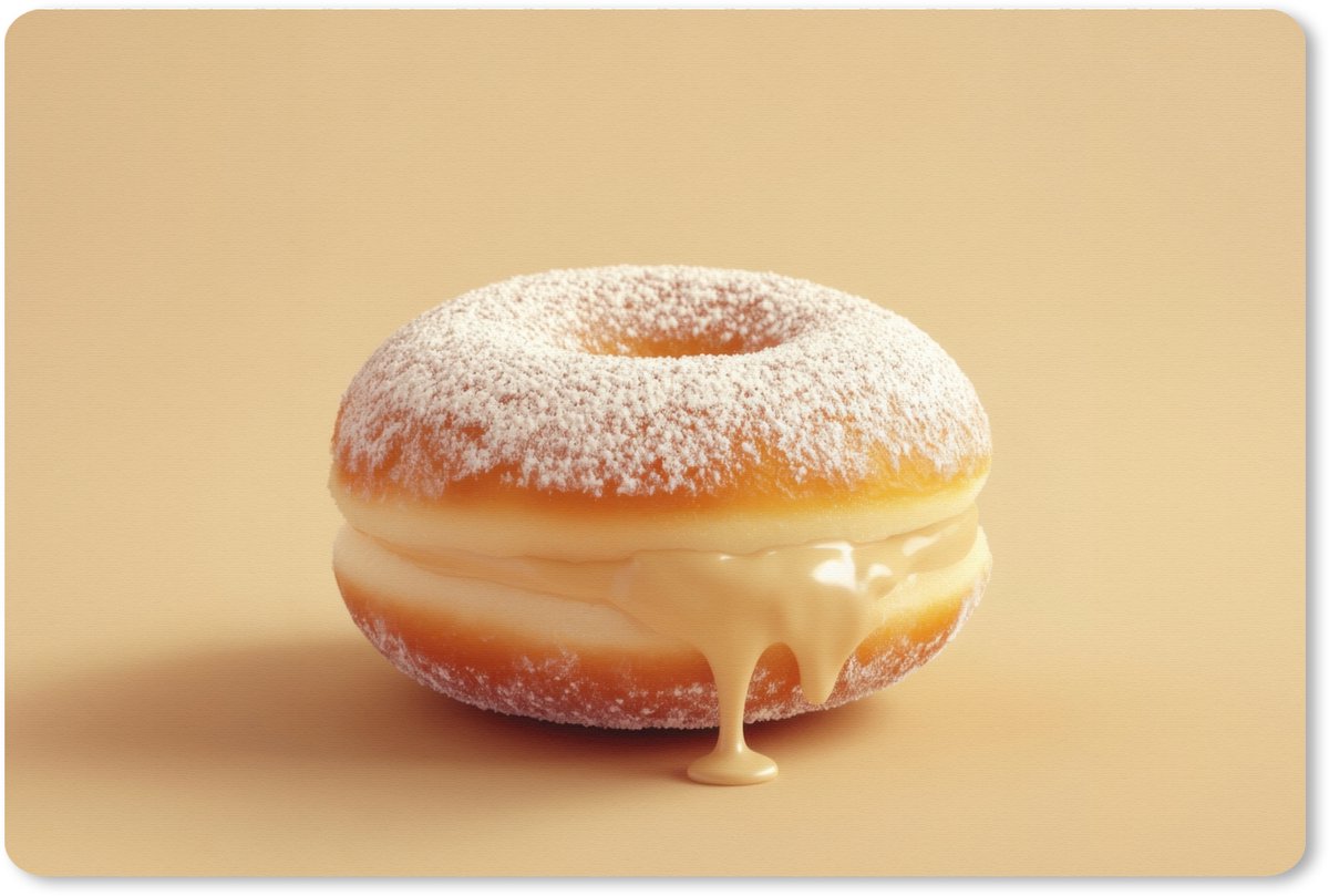 Muismat XXL 120x80 cm - Bureau onderlegger - Bureau mat Donut - Romig - Poedersuiker - Beige - Bureaumat - Gaming mousepad xl - Bureaulegger groot - Computer deskmat