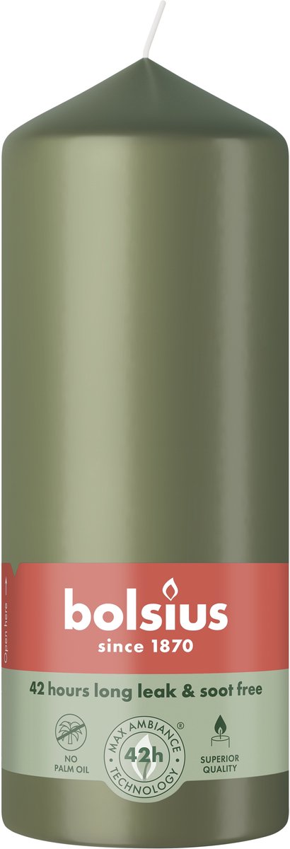 Bolsius Stompkaars 150/58 Fresh Olive (1 stuk) Olijfgroen