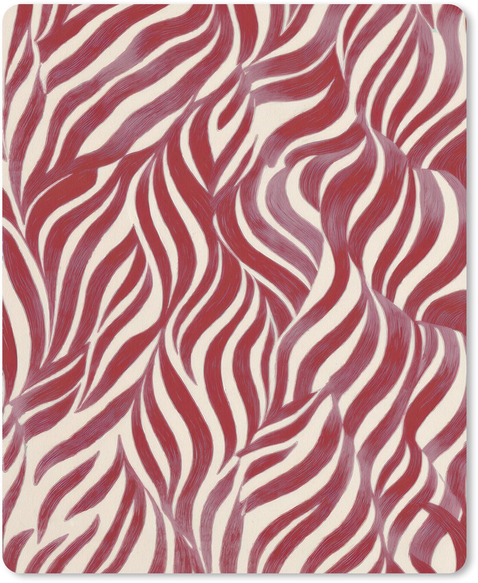 Muismat 19x23 cm - Mousepad Golvende vormen - Abstract - Rood - Muismatten