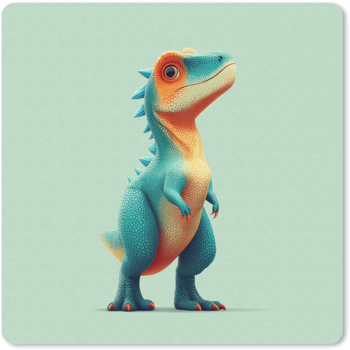Muismat 30x30 cm - Mousepad Cartoon - Dino - Oranje - Stekels - Muismatten
