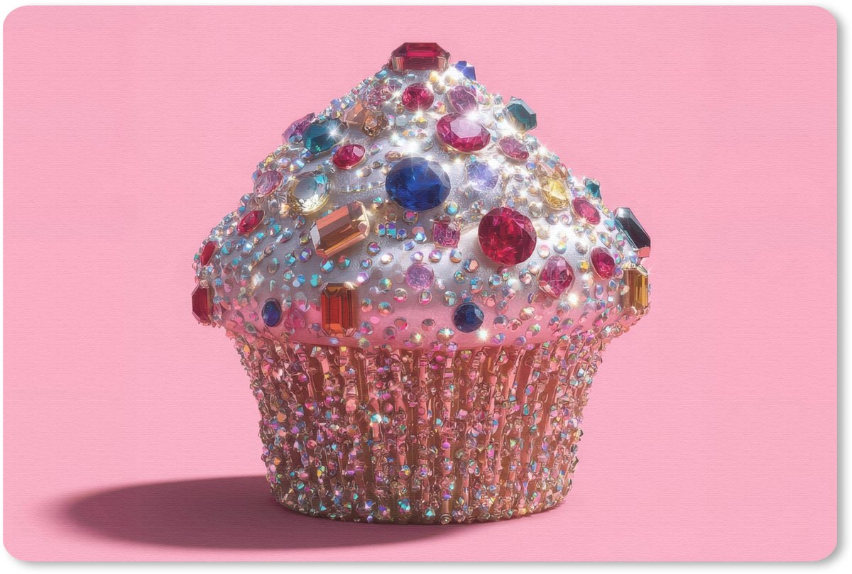 Muismat 27x18 cm - Mousepad Cupcake - Kleurrijk - Edelstenen - Muismatten
