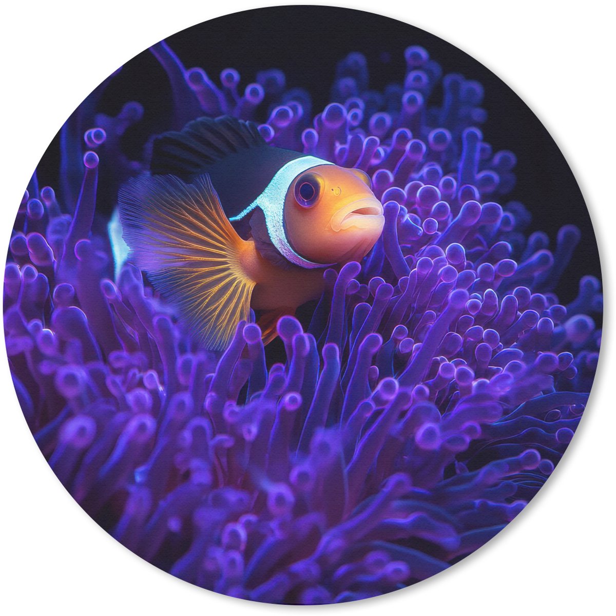 Muismat rond 40x40 cm - Mousepad Koraal - Vis - Oranje - Zee - Ronde muismatten