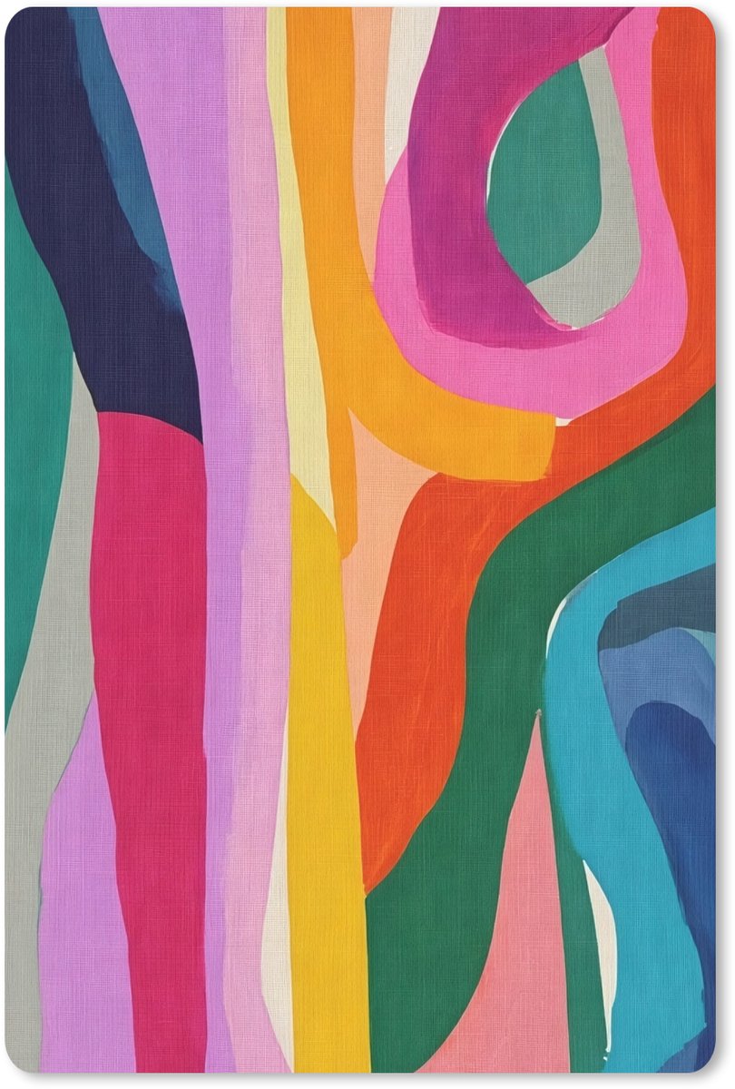 Muismat 18x27 cm - Mousepad Abstract - Kleurrijk - Golven - Lijnen - Muismatten
