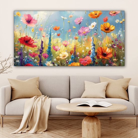 Peinture sur toile 160x80 cm - Décoration murale Fleurs - Nature - Botanique - Art - Décoration murale murale salon - Décoration chambre - Accessoires de chambre - Peintures