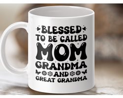 Mok Blessed Mom Grandma, Cadeau voor Moederdag, Beste Oma ooit, Geschenk voor Overgrootmoeder, Liefdevolle Mok, Speciaal voor Familieleden