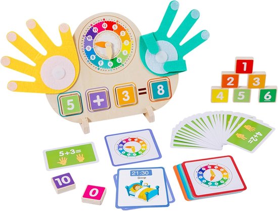 Montessori-spellen voor kinderen, houten speelgoed, kleuterschool, leren tellen en klok, educatief speelgoed, cadeau voor jongens en meisjes van 3, 4, 5 jaar