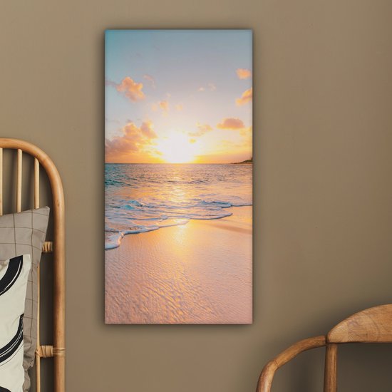 Peinture sur toile - Plage - Soleil - Nuages - Mer - Eté - Peintures sur toile - Toile - 40x80 cm - Décoration murale - Chambre