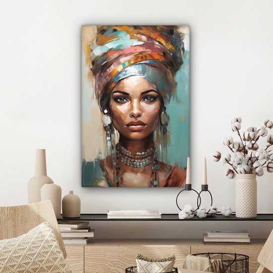 Tableau toile femme 60x90 cm - Décoration chambre adultes - Art moderne - Décoration murale toile toile abstraite - Toile murale cuisine - Photo sur toile - Tableau cuisine décoration maison - Décoration chambre abstraite - Hotel chic