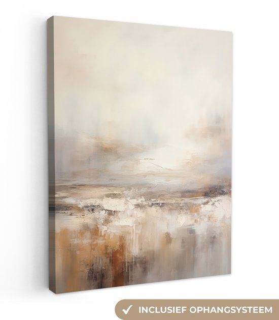 Canvas schilderij 90x120 cm - Wanddecoratie Kunst - Industrieel - Grijs - Bruin - Abstract - Muurdecoratie woonkamer - Kamer decoratie modern - Abstracte schilderijen