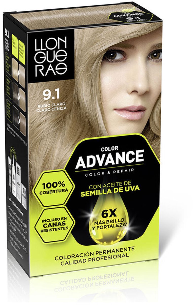 Permanente Kleur Llongueras COLOR ADVANCE Nº 9,1-Rubio Claro Claro Ceniza (1 Stuks)