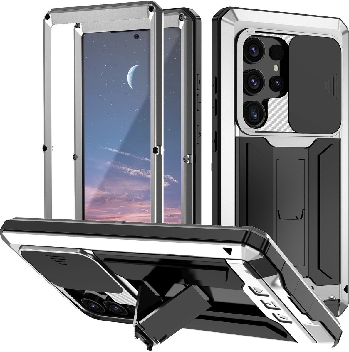 Fonu stofdicht metalen hoes geschikt voor Samsung Galaxy S25 Ultra - Zilver