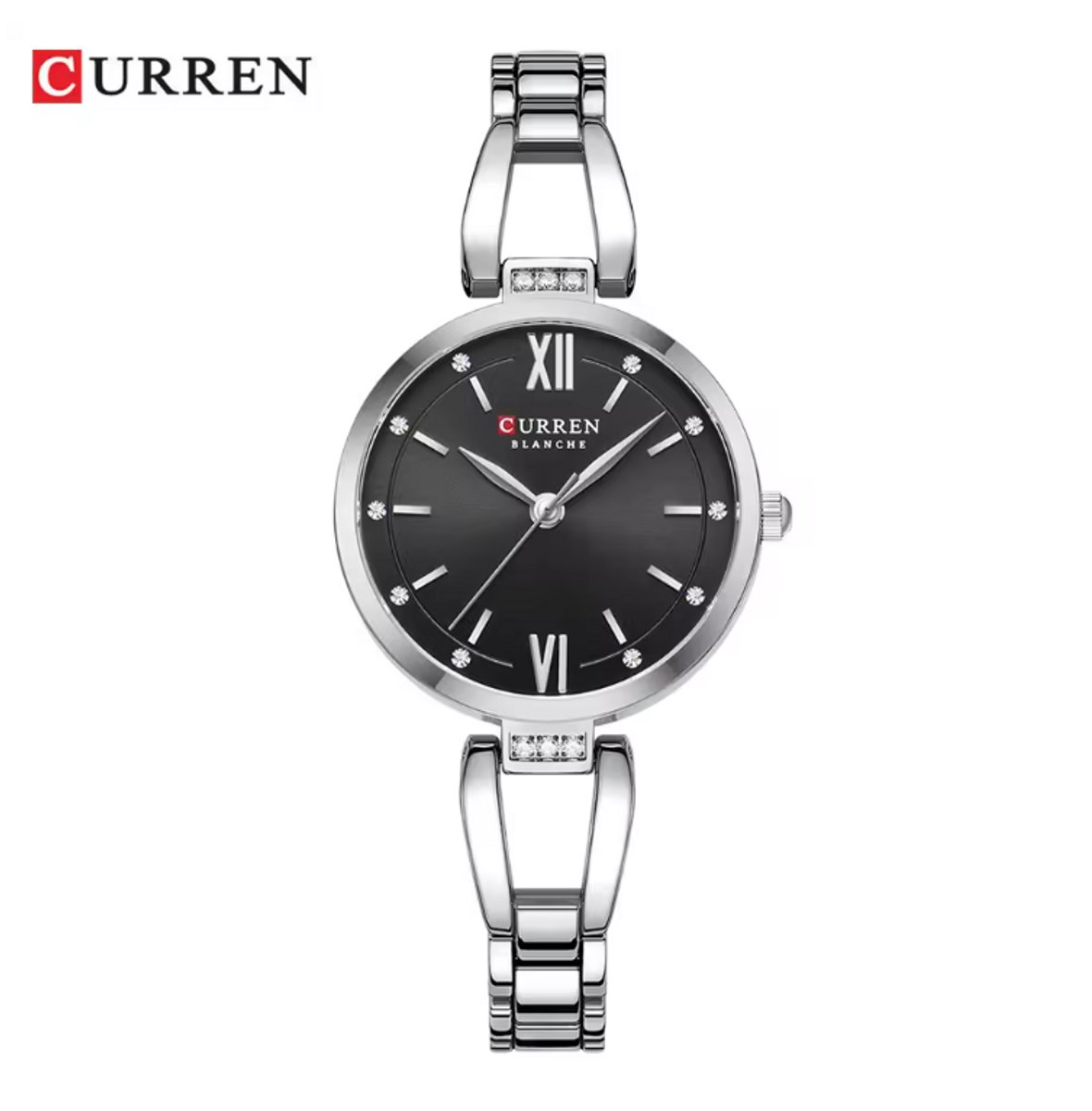 CURREN Horloge 9092 - Zilverkleurig Zwart - Dames - Quartz - 30 mm - Roestvrijstalen Band - Waterbestendig - Elegant Tijdloos