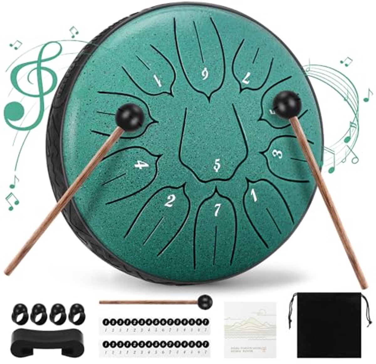 Stalen Tongdrum 15 cm - Handpan voor Meditatie, Yoga en Klanktherapie - Inclusief Draagtas en Vingerkussens