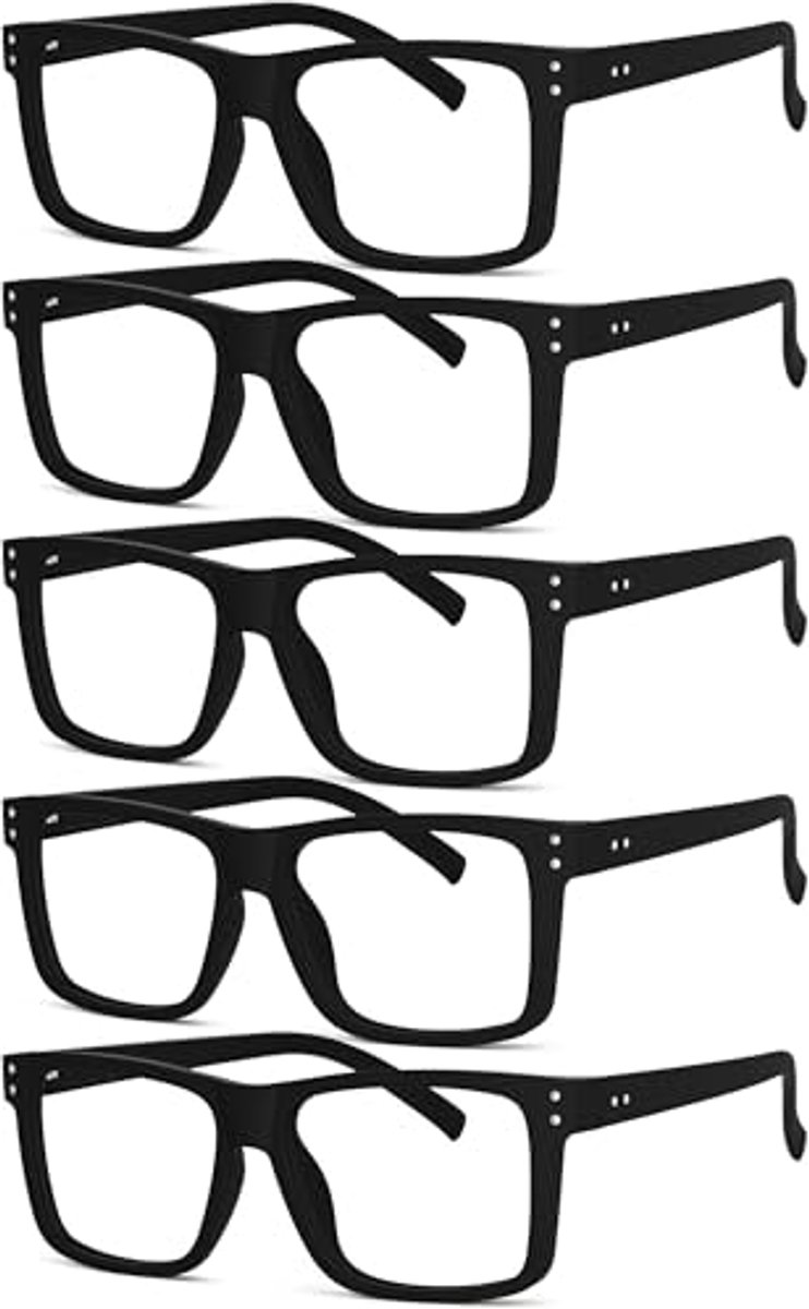 Set van 5 leesbrillen met grote vierkante glazen en veerscharnieren voor optimaal leescomfort