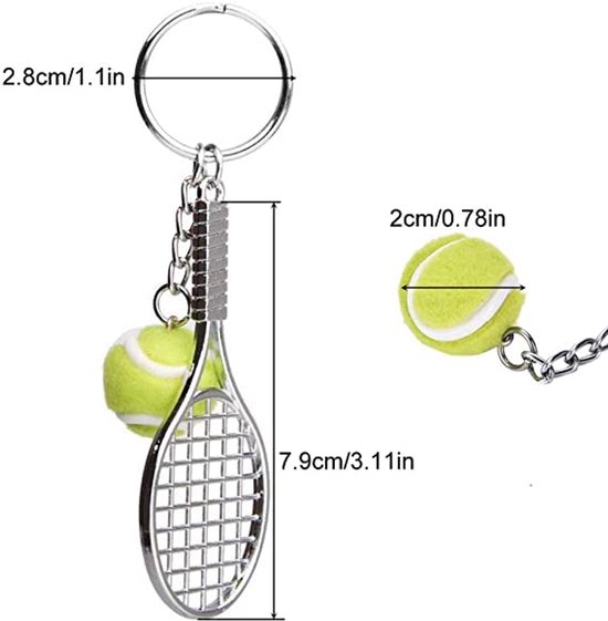 4-delige Mini Tennis Racket Set – Sleutelhanger En Poppenhuis Accessoire – Realistisch En Duurzaam – Cadeau Voor Tennis Fans