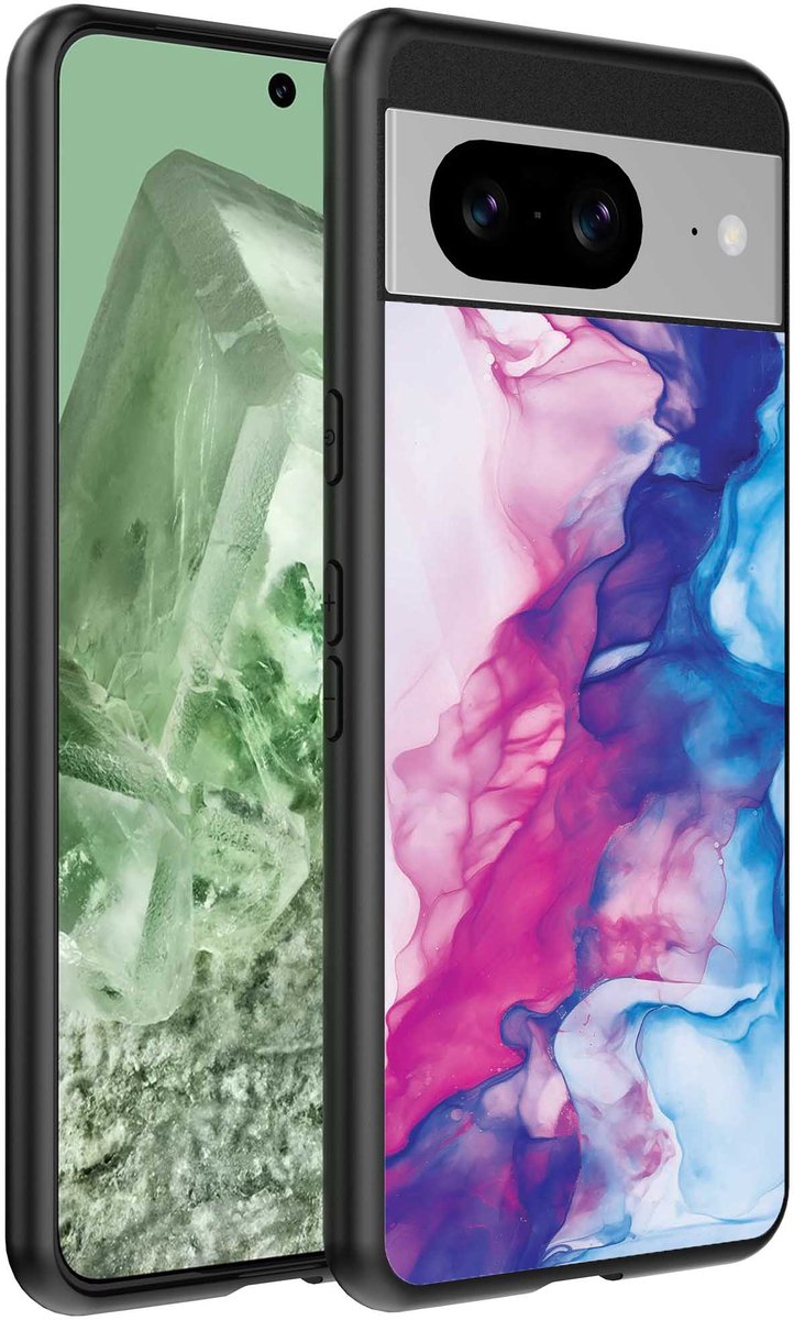 Geschikt voor Google Pixel 8 Telefoonhoesje met Roze Blauw ...