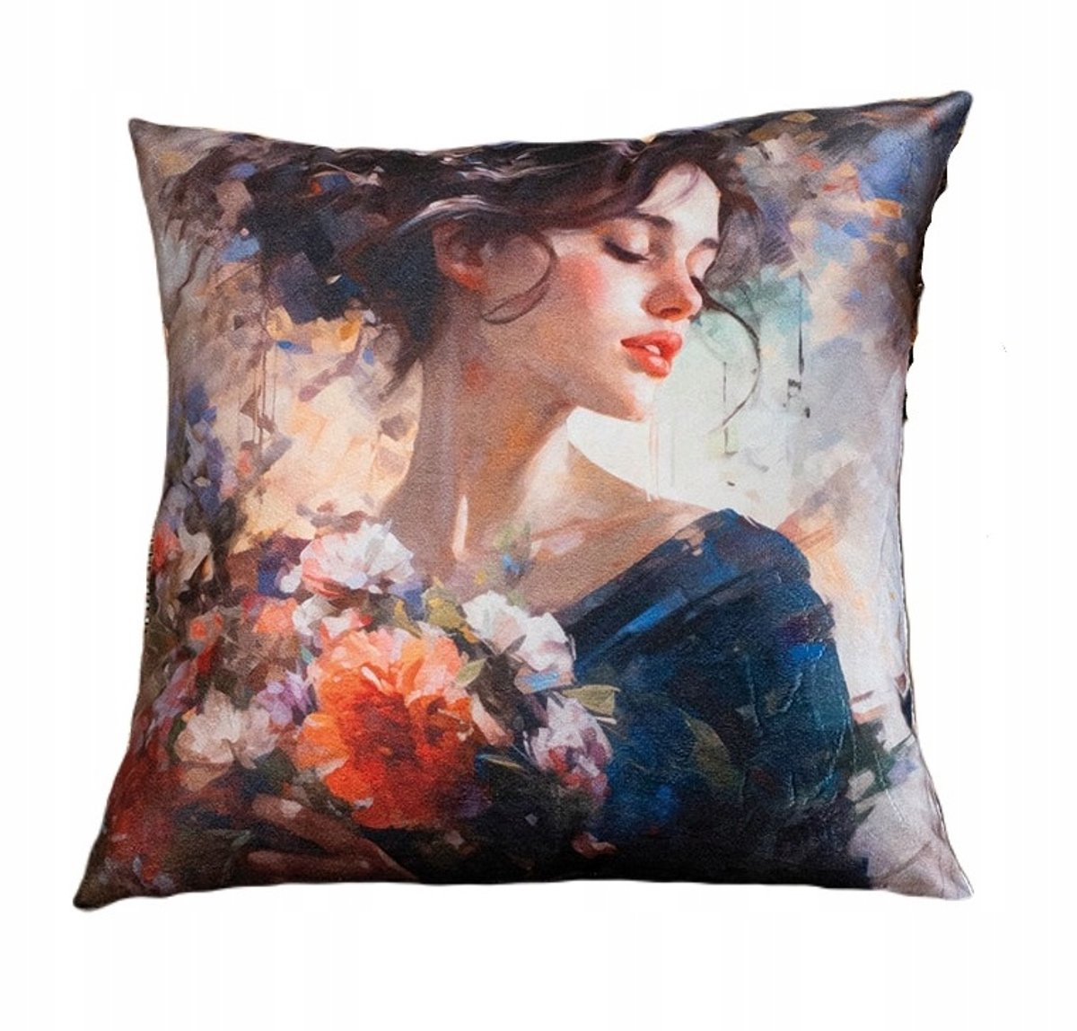 Decoratieve Kussensloop Ariana 40x40cm - Vrouw met Bloemen, Impressionistisch