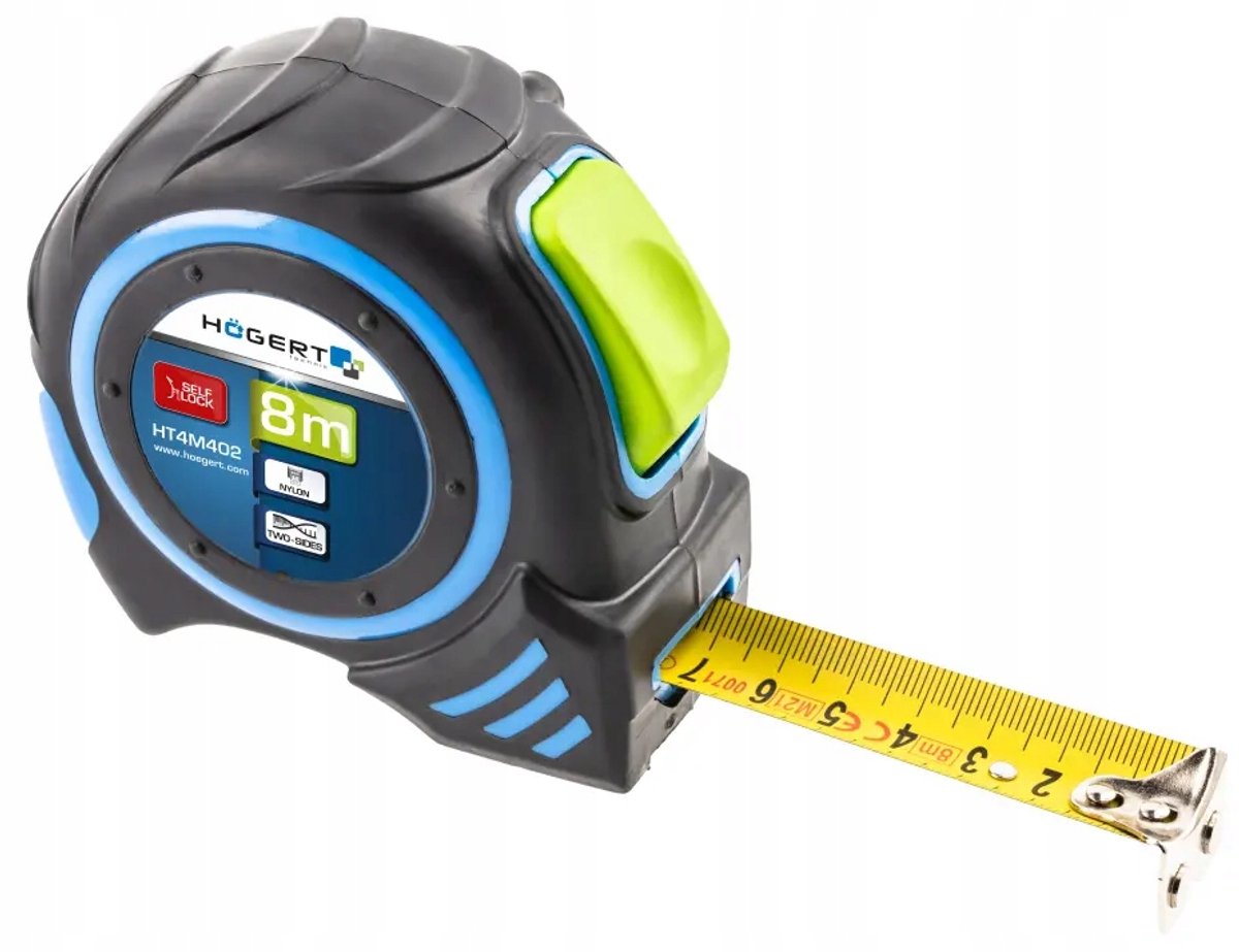 HOGERT Rolbandmaat 8m 25mm met Magneet en Autostop