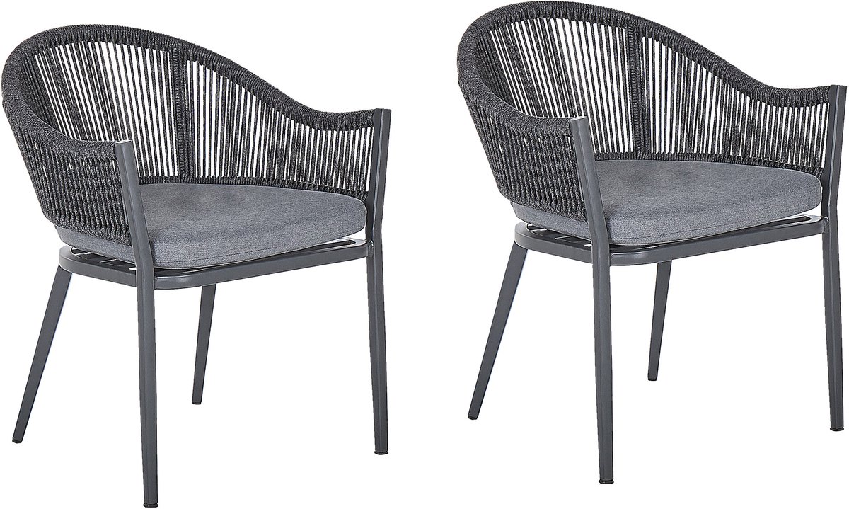 MILETO - Tuinstoel set van 2 - Donkergrijs - Aluminium