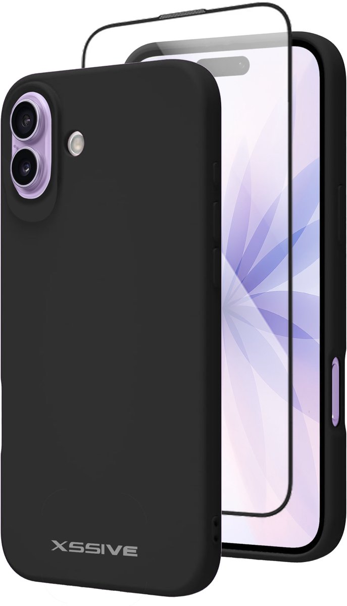 Xssive - Hoesje geschikt voor iPhone 17 - Hoesje met 6D Screenprotector - Siliconen Case - Gehard Glas - Zwart