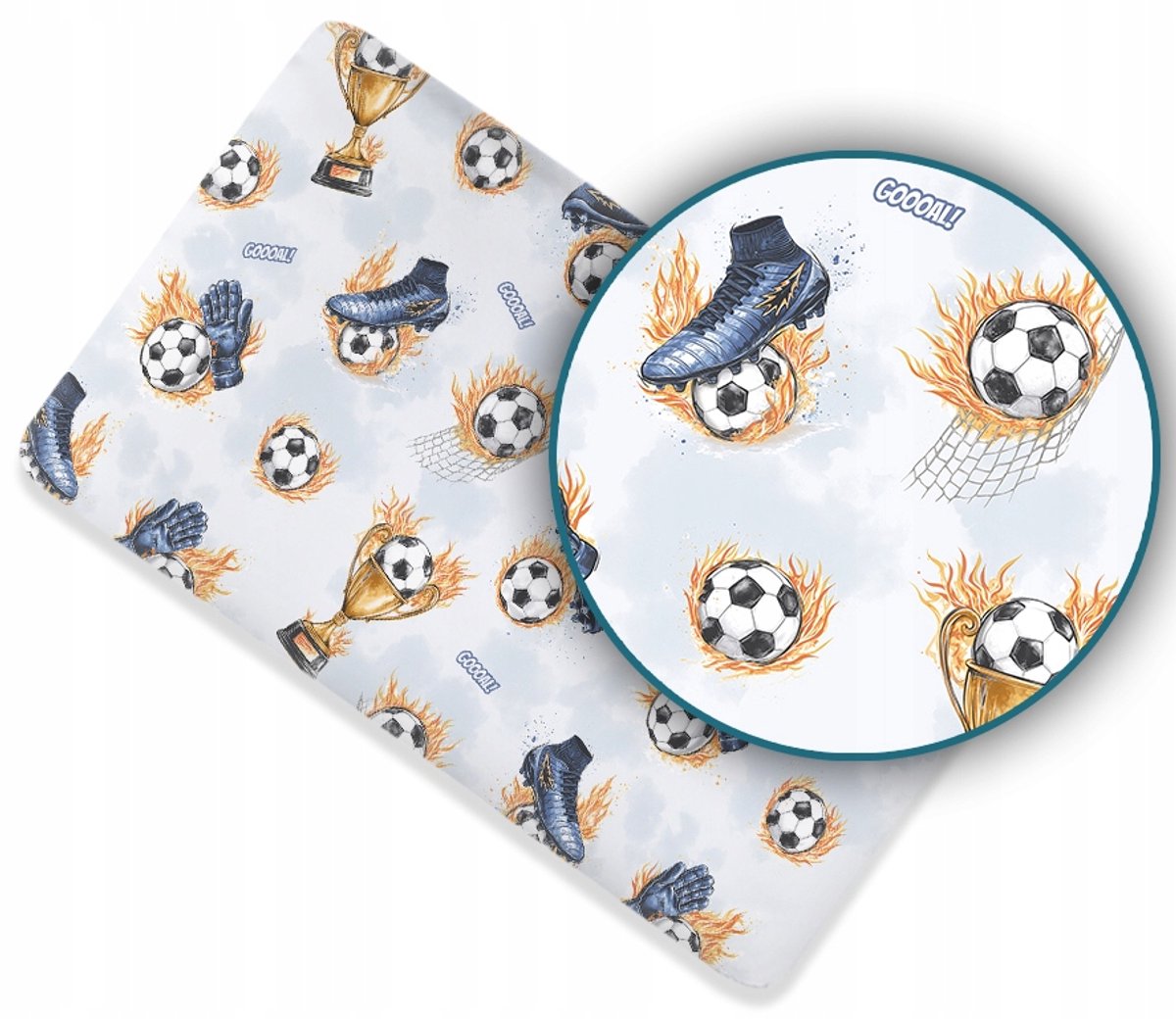 Kinderledikantdeken 120x60cm Katoen met Elastiek - Voetbal Thema