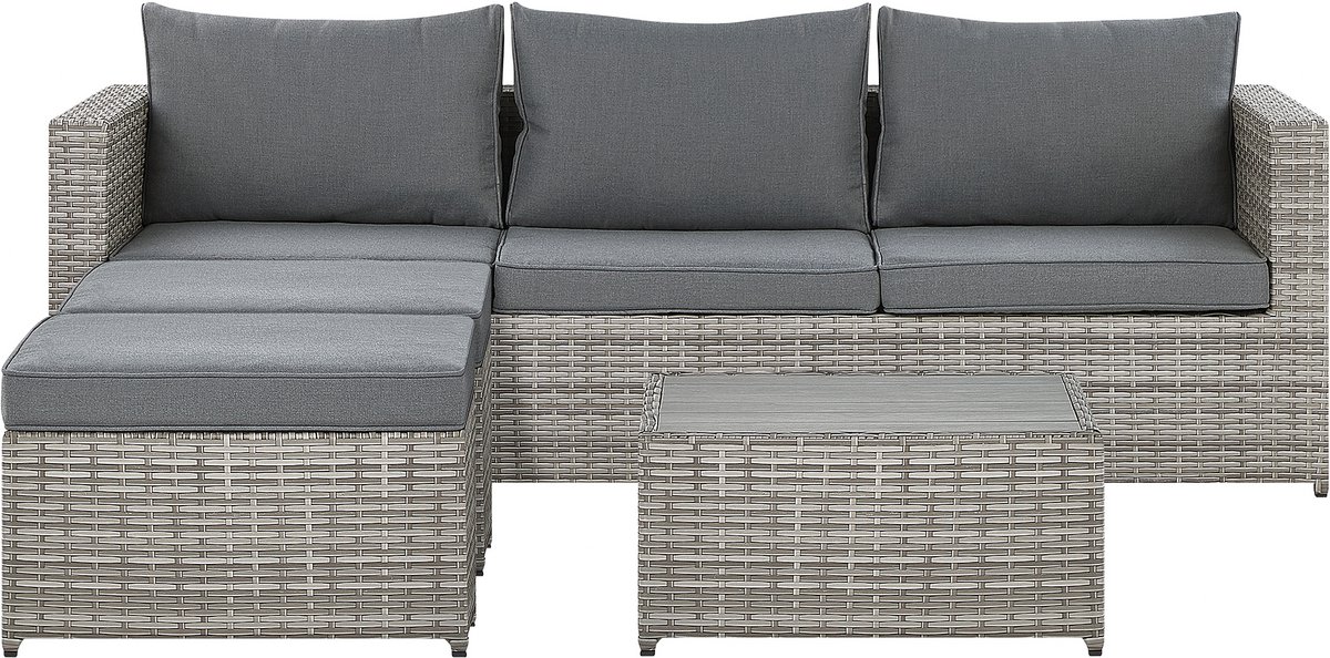 SABBIA - Loungeset voor 5 - Lichtgrijs - PE rotan