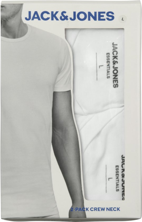 Doos van Jack & Jones met twee witte T-shirts, 2-pack crew neck.