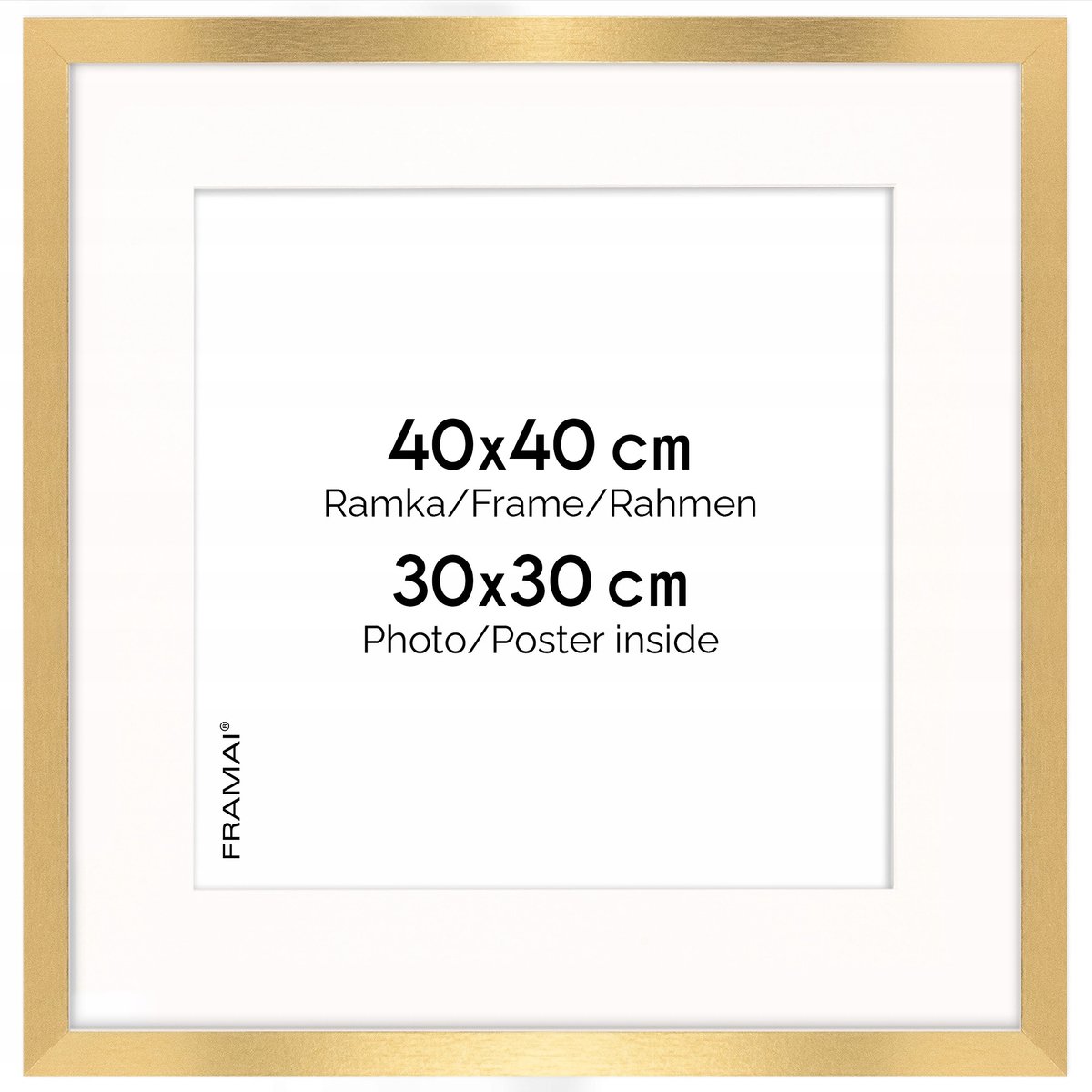Gouden fotolijst HEN PASS 40x40 cm met passe-partout 30x30 cm