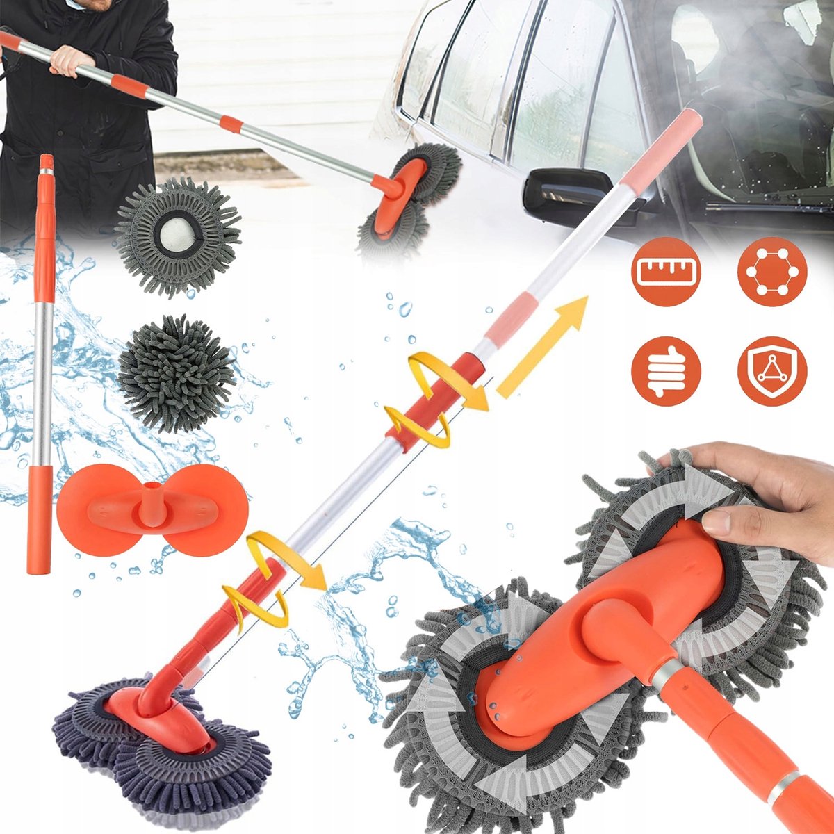 Telescoop Wasborstel Auto - 115cm - Microvezel - Krasvrij