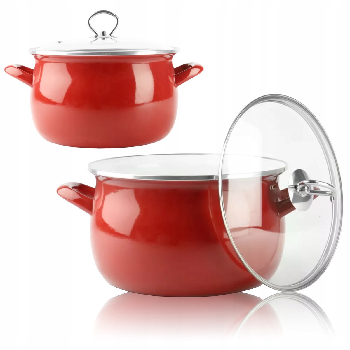 Traditionele Emaille Pan 5.5L Rood - Geschikt voor Gas & Inductie