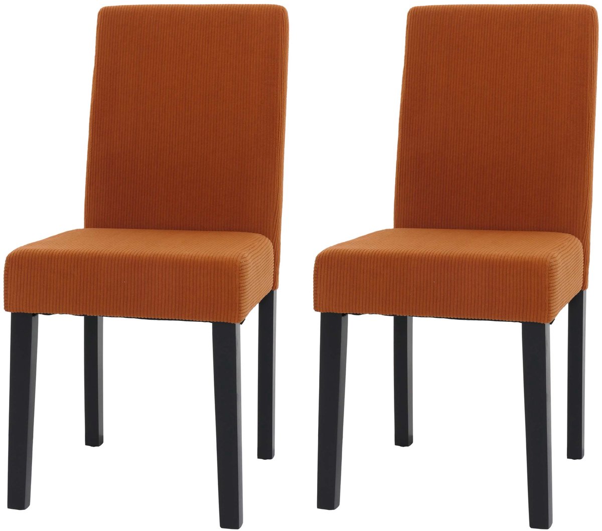 MCW Set van 2 eetkamerstoelen Littau, keukenstoel met hoge rugleuning, stof/textiel koord hout ~ terracotta, donkere poten