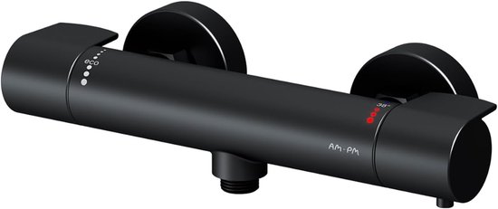 AM.PM Hit FTA40022 Douche-armatuur, zwart, met thermostaat, mengkraan, douche met verbrandingsbeveiliging, armatuur voor douche