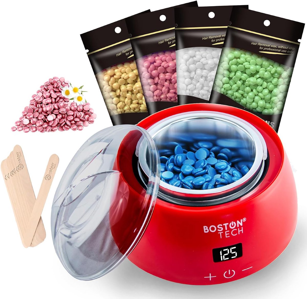 Elektrische Waxverwarmer voor Thuisgebruik, Geschikt voor Gezicht, Oksels, Benen en Bikinilijn - Inclusief 4 Verpakkingen Waxparels
