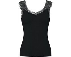 Pieces hemdje met kant - Lace Top - Barbera - Viscose kanten onderhemd - Singlet met brede bandjes - Zwart - Beige - Wit - XXL