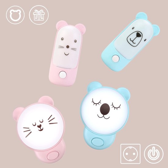 Kawaii Kat Nachtlampje - 2 Stuks LED Nachtverlichting voor Kids Slaapkamer en Baby Essentials van Merkloos — afbeelding 4
