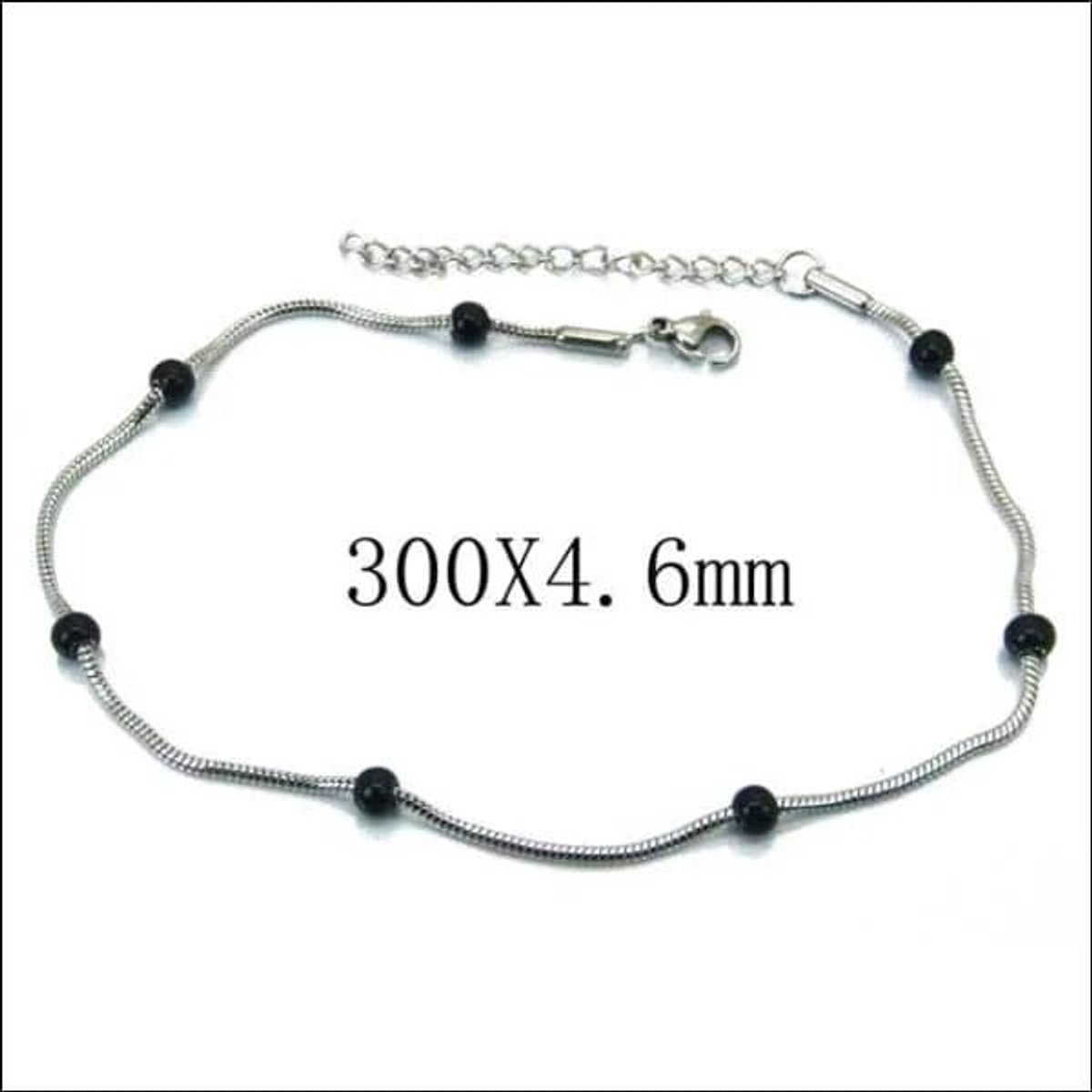 Aramat Jewels | Enkelbandjes | Stalen Enkelbandje met Kralen | Zwart | |3mm | Staal | Volwassenen | Verkleurd niet