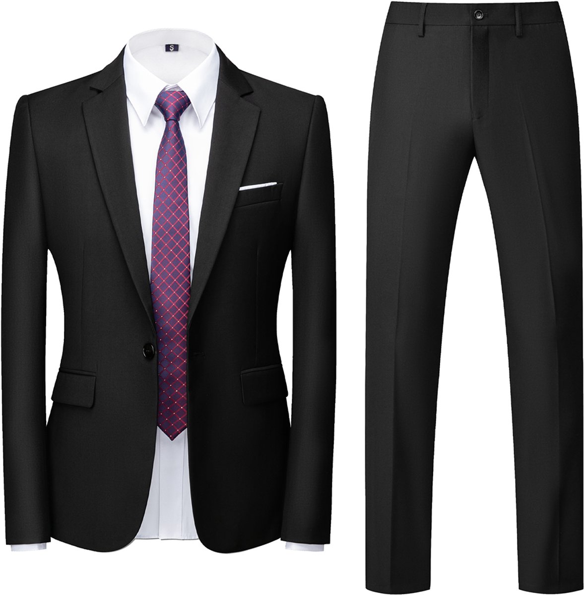ALLTHEMEN Tweedelig Herenpak - Enkele knoops Middenspleet Slim Fit - Zakelijke en Avondkleding - S